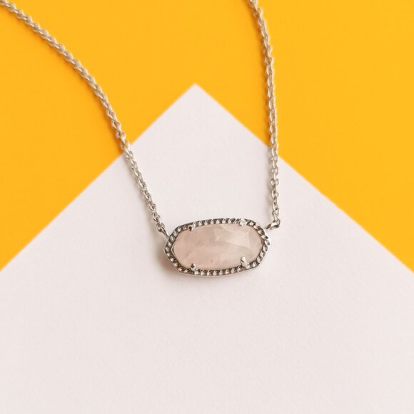 Elisa Silver Rose Quartz Pendant Necklace by Kendra Scott - Picture 2 of 4